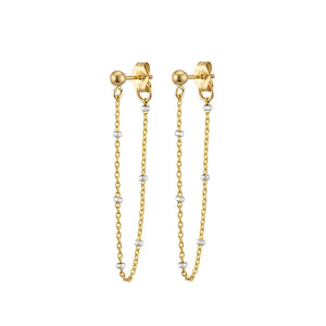 Dotted Chain Stud Earrings - Studio Blue