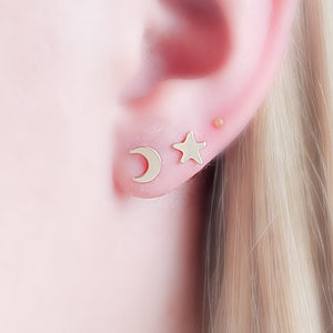 Crescent Moon & Star Studs - Studio Blue