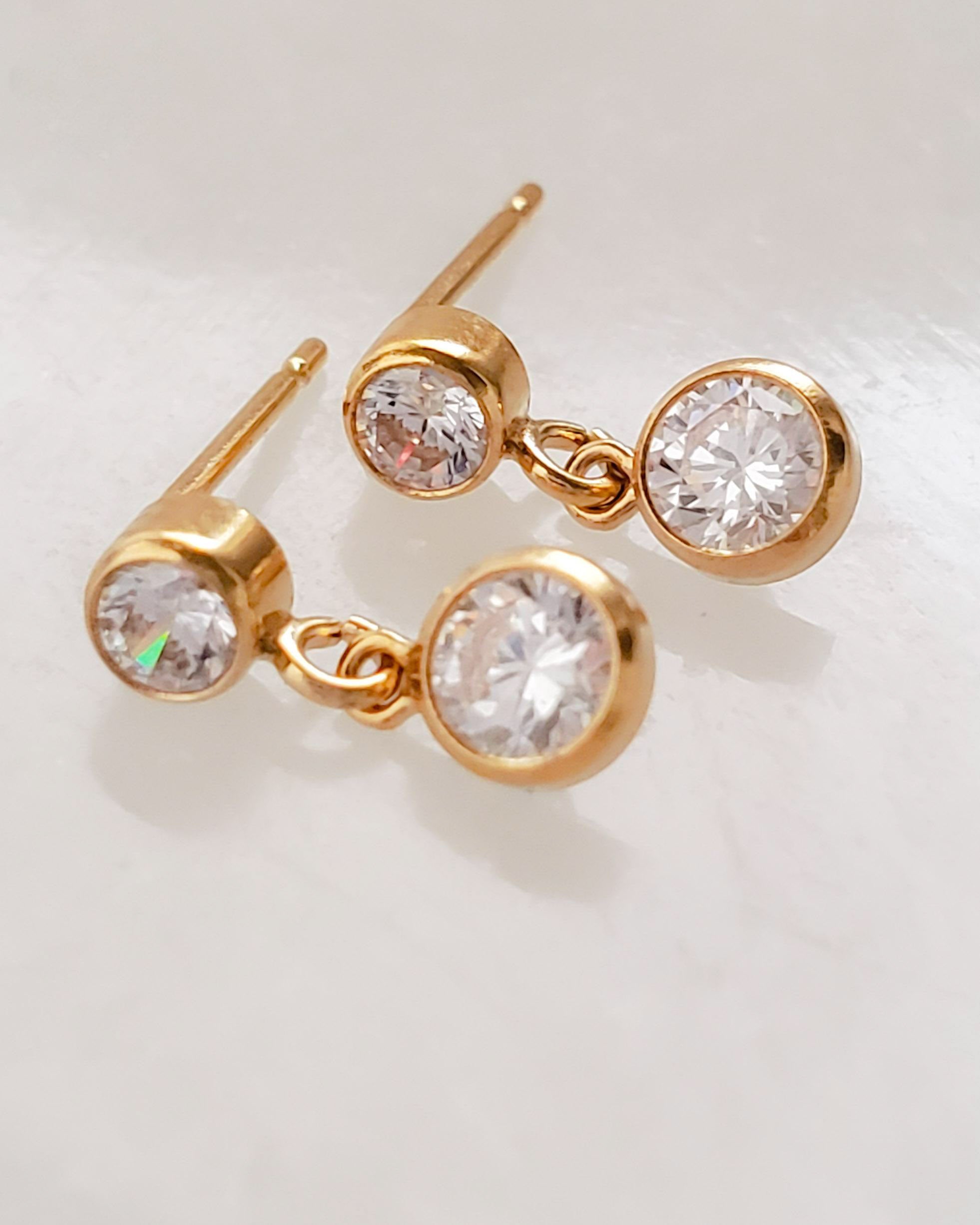 DOUBLE C DROP BALL GOLD DIAMONDS EARRINGS main image 1