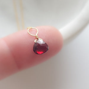 Tiny Garnet Drop Necklace - Studio Blue