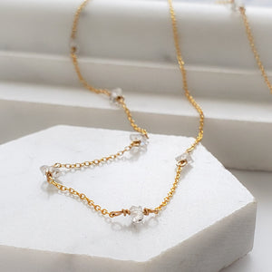 Herkimer Diamond Station Necklace - Studio Blue