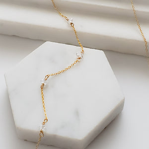 Herkimer Diamond Station Necklace - Studio Blue