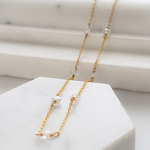 Herkimer Diamond Station Necklace - Studio Blue