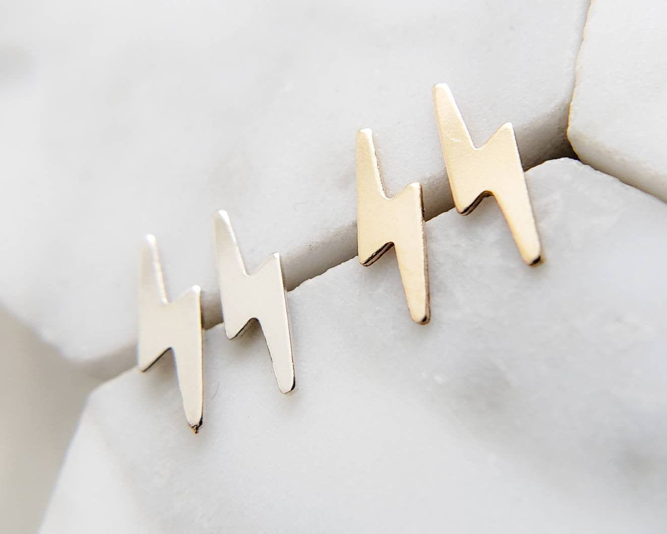 Lightning Bolt Studs - Studio Blue