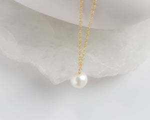 Single Pearl Drop Necklace - Studio Blue