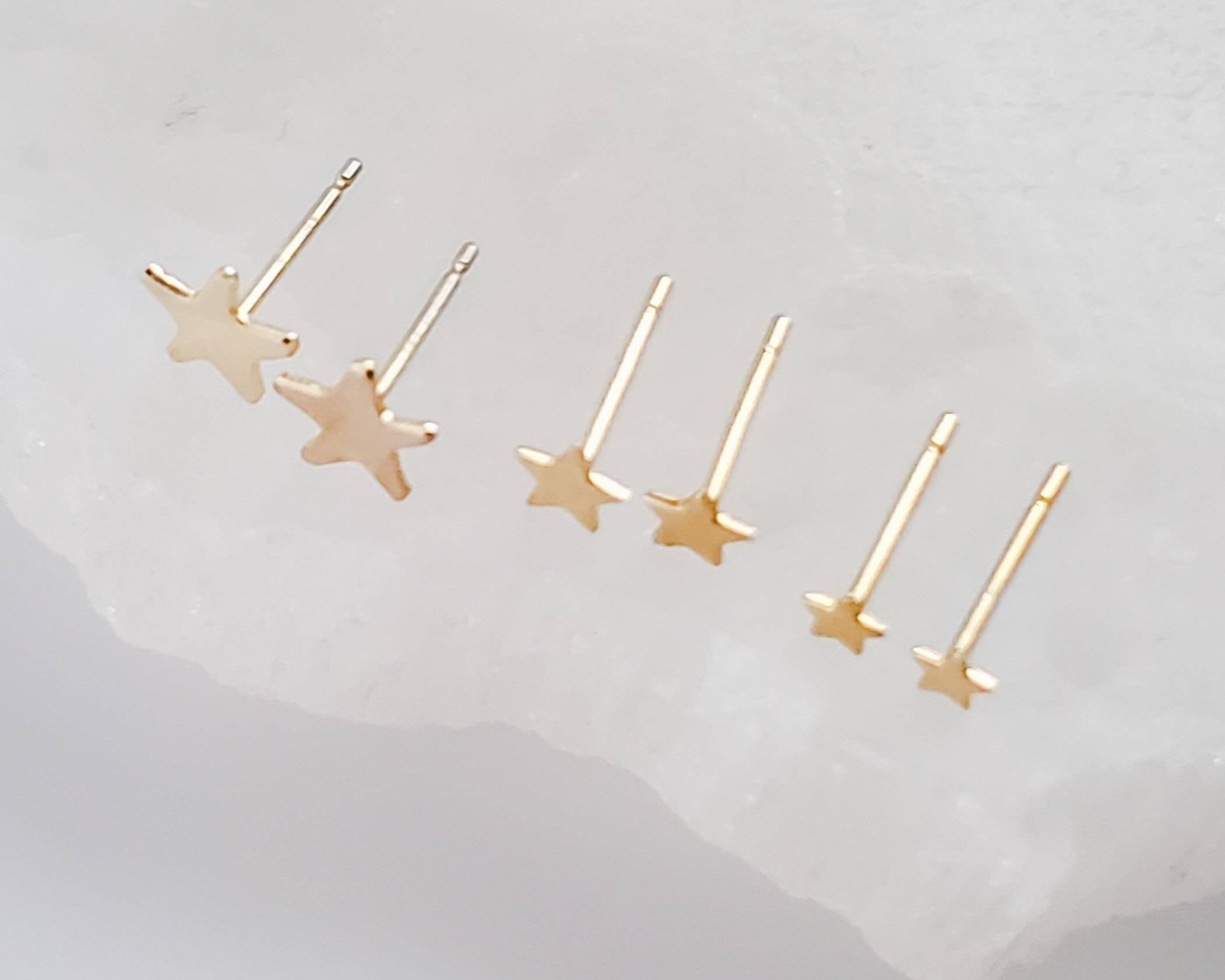 Little Star Studs in 14K Gold - Studio Blue