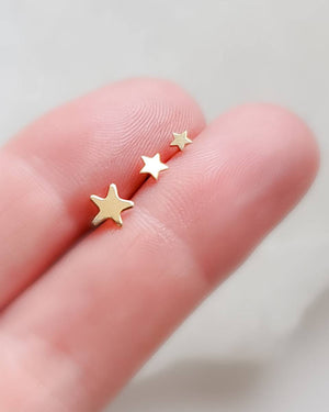 Little Star Studs in 14K Gold - Studio Blue