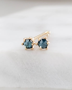 Delicate Blue Diamond Studs in 14k Gold - Studio Blue