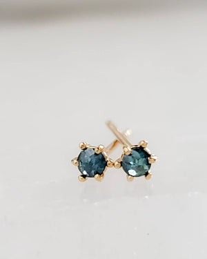 Delicate Blue Diamond Studs in 14k Gold - Studio Blue