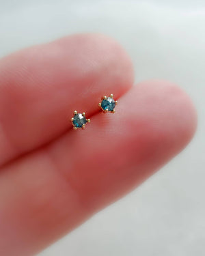 Delicate Blue Diamond Studs in 14k Gold - Studio Blue