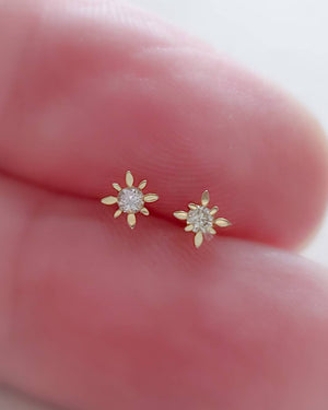 Starburst Diamond Studs in 14k Gold - Studio Blue