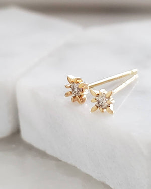 Starburst Diamond Studs in 14k Gold - Studio Blue