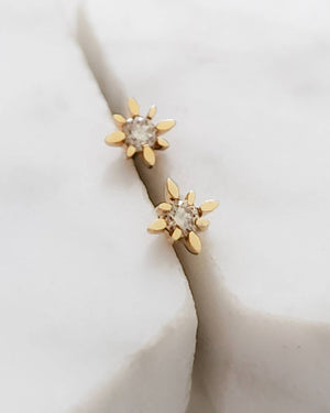 Starburst Diamond Studs in 14k Gold - Studio Blue