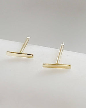 Tiny Bar Studs in 14K Gold - Studio Blue