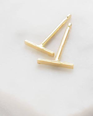 Tiny Bar Studs in 14K Gold - Studio Blue