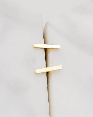 Tiny Bar Studs in 14K Gold - Studio Blue