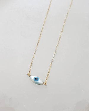 Dainty Evil Eye Necklace - Studio Blue