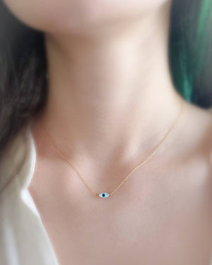 Dainty Evil Eye Necklace - Studio Blue