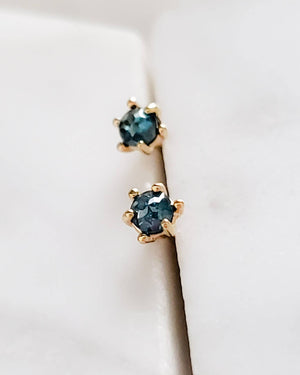 Delicate Blue Diamond Studs in 14k Gold - Studio Blue