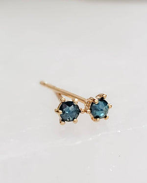 Delicate Blue Diamond Studs in 14k Gold - Studio Blue