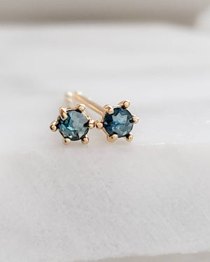 Delicate Blue Diamond Studs in 14k Gold - Studio Blue