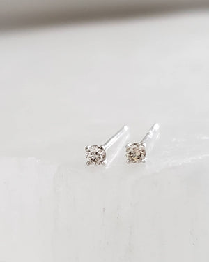 Dainty Diamond Studs in 14k Gold - Studio Blue