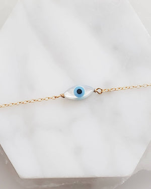 Dainty Evil Eye Bracelet - Studio Blue