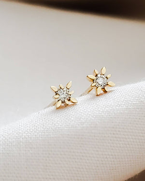 Starburst Diamond Studs in 14k Gold - Studio Blue