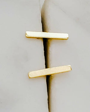 Tiny Bar Studs in 14K Gold - Studio Blue