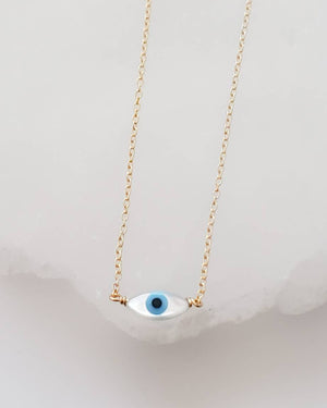 Dainty Evil Eye Necklace - Studio Blue