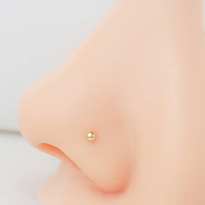 Tiny Bead Nose Stud in 14K Gold - Studio Blue
