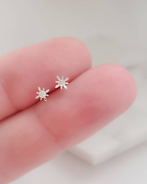 Starburst Diamond Studs in 14k Gold - Studio Blue