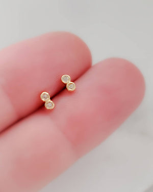 Double Diamond Infinity Studs in 14k Gold - Studio Blue