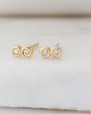 Double Diamond Infinity Studs in 14k Gold - Studio Blue