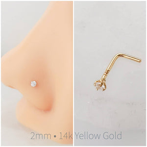 Diamond CZ Nose Stud in 14K Gold - Studio Blue