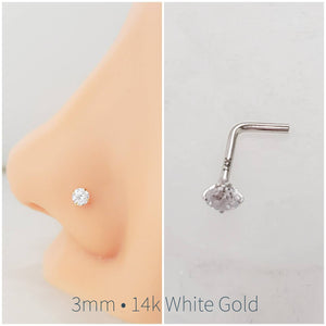 Diamond CZ Nose Stud in 14K Gold - Studio Blue