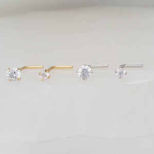 Diamond CZ Nose Stud in 14K Gold - Studio Blue