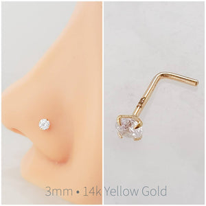 Diamond CZ Nose Stud in 14K Gold - Studio Blue