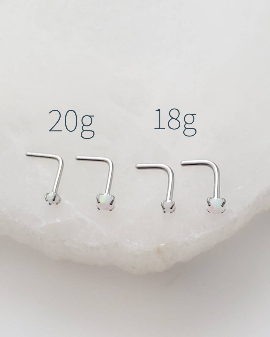 Opal Nose Ring 4-Piece Opal Nose Screw Rings - 20G 316L Surgical Steel Studs In Multiple Colors & Sizes Four Prong CZ Nose Ring - Foto 4