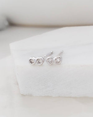 Double Diamond Infinity Studs in 14k Gold - Studio Blue