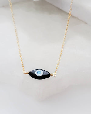 Dainty Evil Eye Necklace - Studio Blue