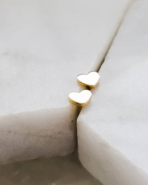 Tiny Heart Studs in 14k Gold - Studio Blue