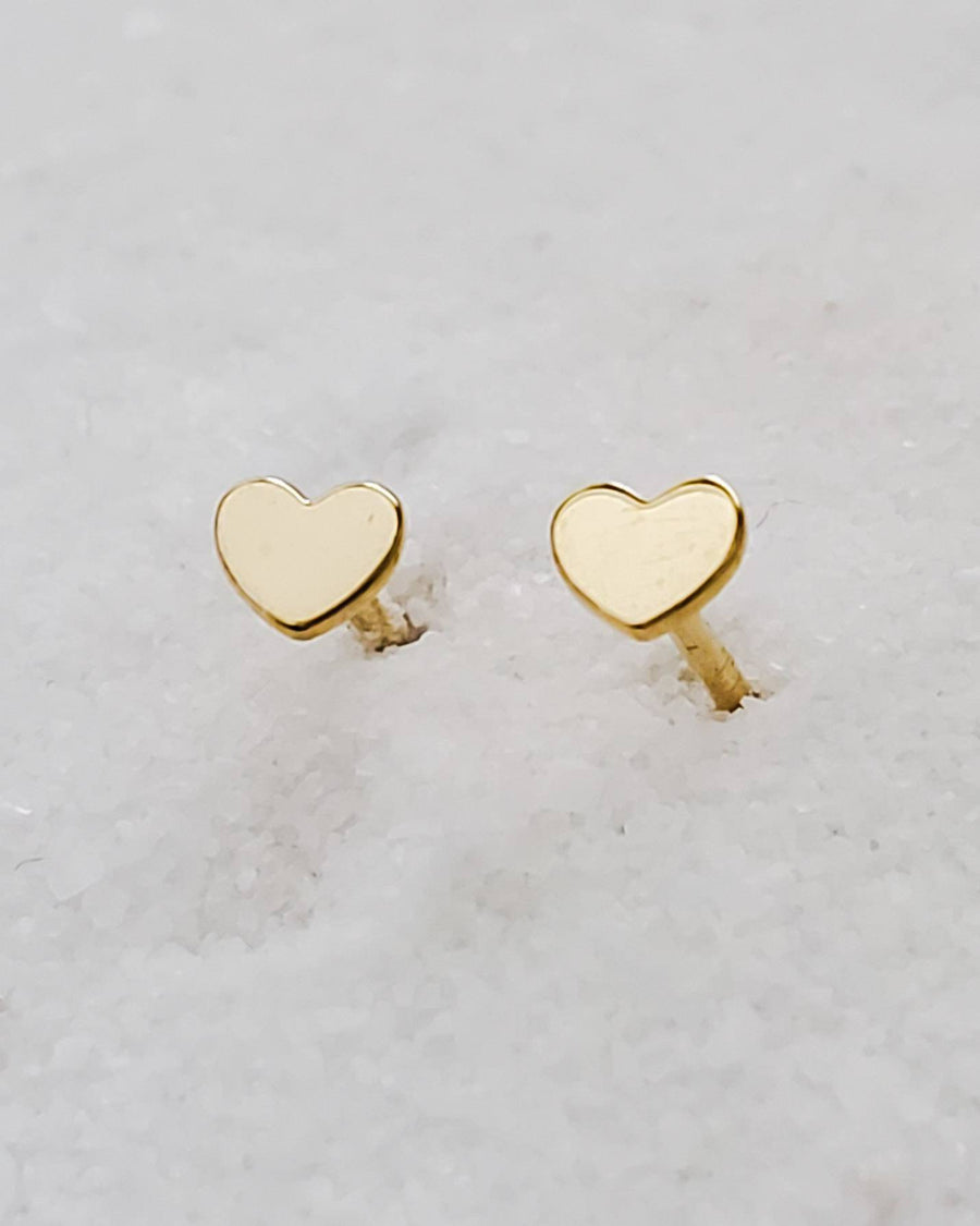 Tiny Heart Studs in 14k Gold - Studio Blue