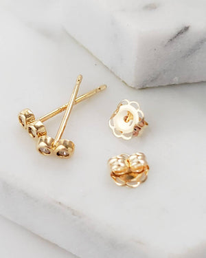 Double Diamond Infinity Studs in 14k Gold - Studio Blue