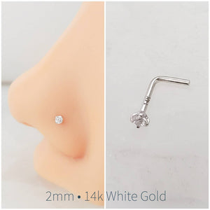 Diamond CZ Nose Stud in 14K Gold - Studio Blue