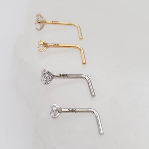 Diamond CZ Nose Stud in 14K Gold - Studio Blue