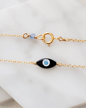 Dainty Evil Eye Necklace - Studio Blue