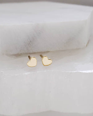 Tiny Heart Studs in 14k Gold - Studio Blue