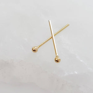 Super Tiny Ball Studs in 10K Gold - Studio Blue