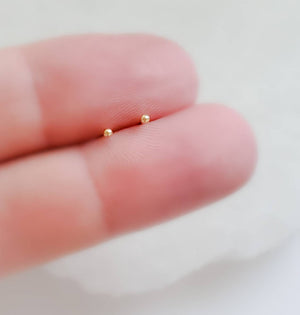 Super Tiny Ball Studs in 10K Gold - Studio Blue